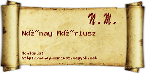 Nánay Máriusz névjegykártya
